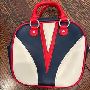 Lost Queen Mini Bowling Hand Bag Vegan Leather Retro Inspired